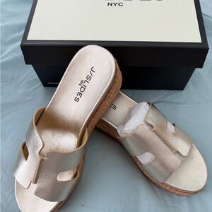 J Slides Metallic Sandals